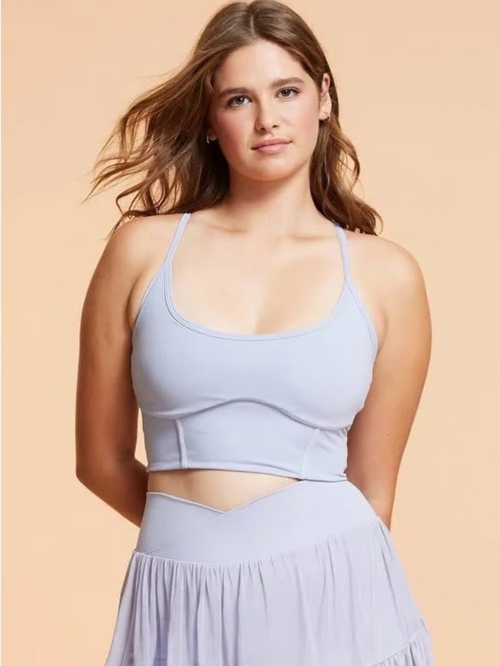 Blogilates Corset Crop Bralette Lavender Large Racerback Adjustable Straps